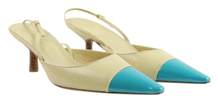 Chanel Two Tone Cap Toe Mules 50cca812 Beige Pumps