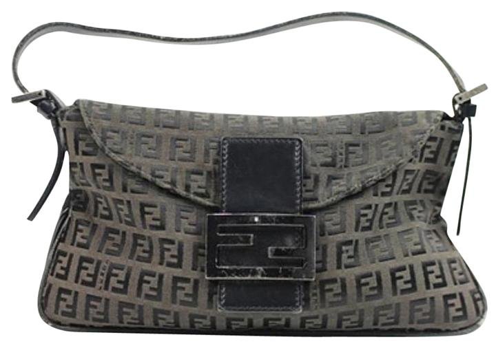 Fendi Clutch Ffty01 Black Monogram Baguette