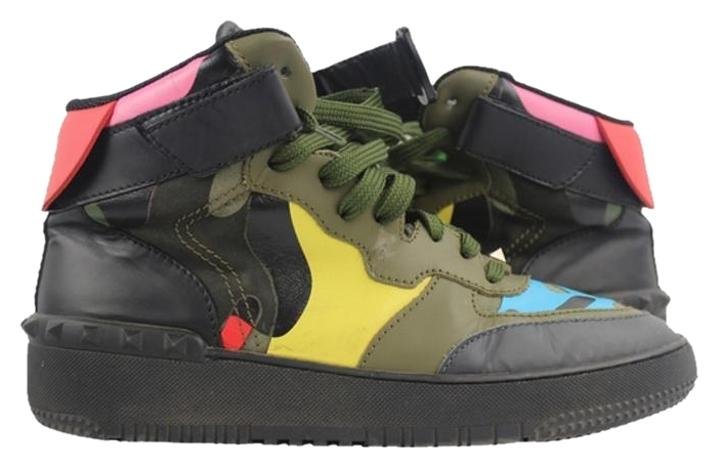 Valentino Rock Be High-top Sneakers (women's 9.5 Men's 7) Vle01s Camouflage Athletic Shoes