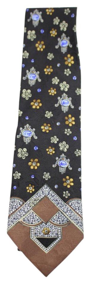 Leonard Paris 100% Silk Floral Brown Tie LPTTY01