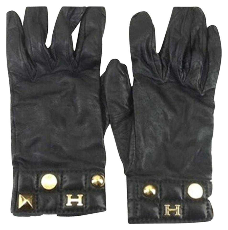 Hermès Hermes H Logo Leather Gloves Size 7.5 172422 HTL44
