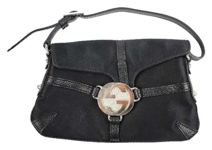 Gucci Satin Pochette Clutch Mini Ggty24 Black Satchel