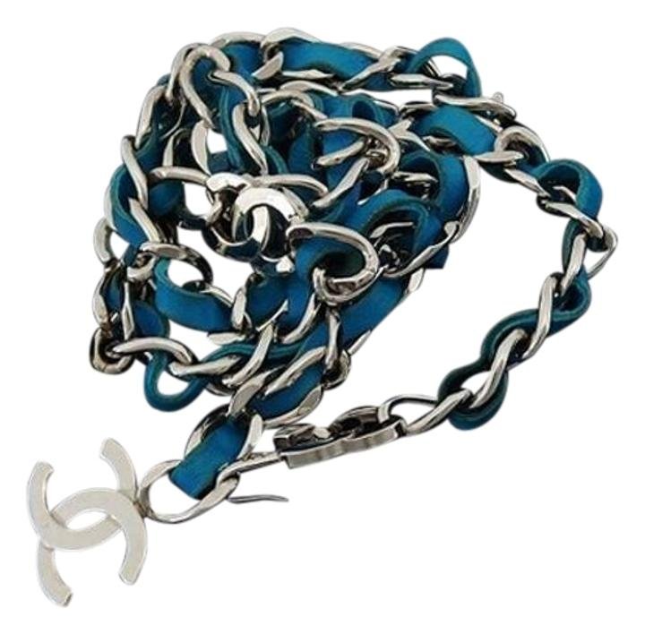 Chanel Blue Interlaced Chain Belt 211229
