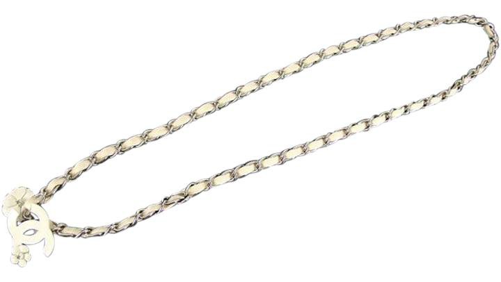 Chanel 04P White CC Camellia Chain Belt 211293
