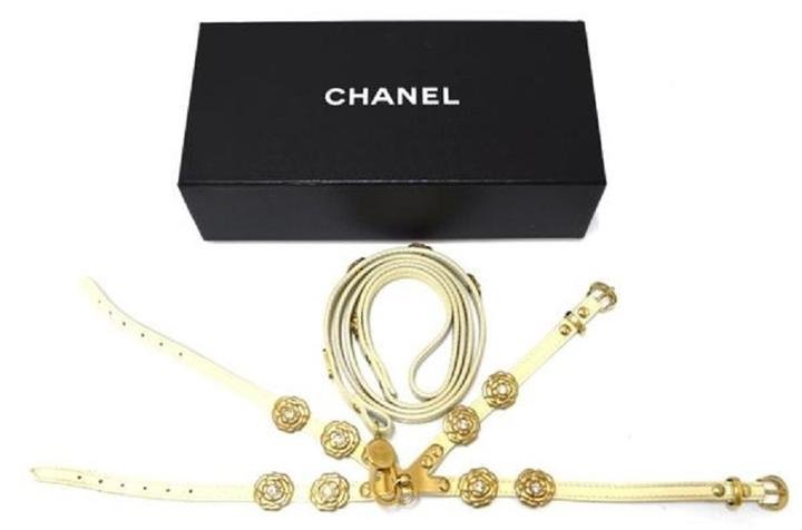 Chanel Adjustable Camellia Harness & Leash 213330