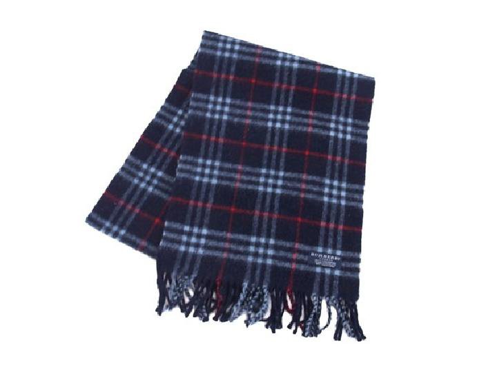 Navy Blue Novacheck Lambswool Scarf 214109