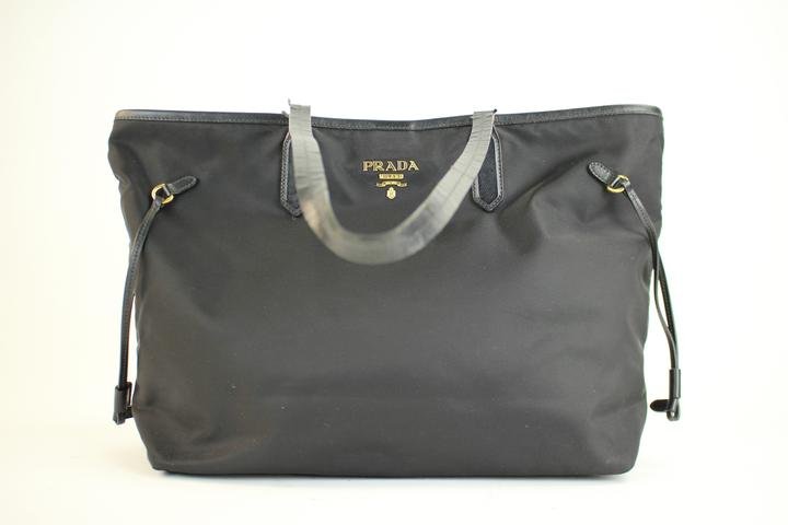 Prada Saffiano Leather Trim 68pra221 Black Tote Bag