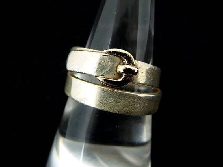 Hermès 925 Silver & 18K Gold Belt Ring 214540