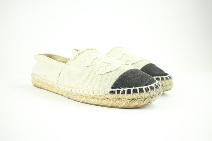 Chanel Black Cc Two-tone Espadrilles 214710 Flats