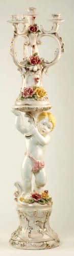 Capodimonte Reproduction Cherub Candelabra