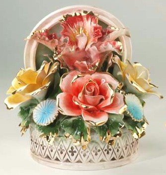Capodimonte Reproduction Floral Basket