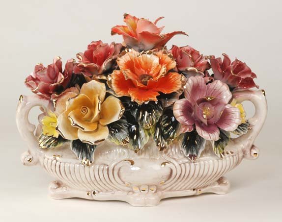 Capodimonte Reproduction Floral Centerpiece