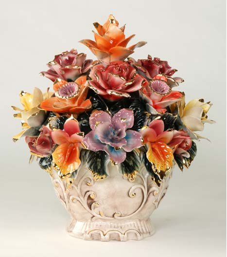 Capodimonte Reproduction Floral Centerpiece