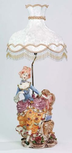 Capodimonte Reproduction Woman Figural Lamp