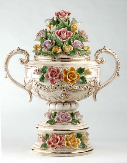 Capodimonte Reproduction Floor Vase w/ Lid