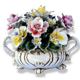 Capodimonte Small Flower Centerpiece w/ Two Handles