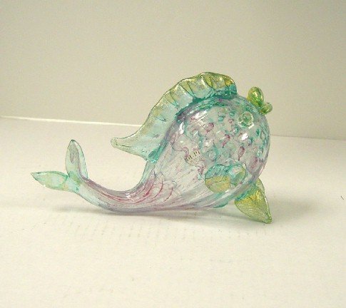 Italian Murano Clear Multicolor Fish