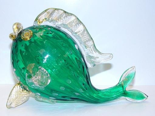 Italian Murano Green Fish