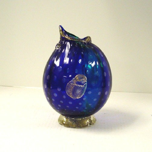 Italian Murano Blue Puffer Fish Vase