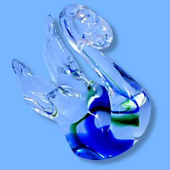 Italian Murano Swan Blue/Green
