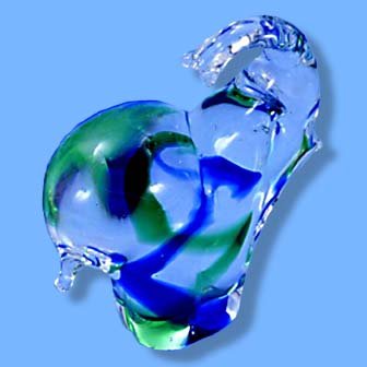 Italian Murano Elephant Blue/Green