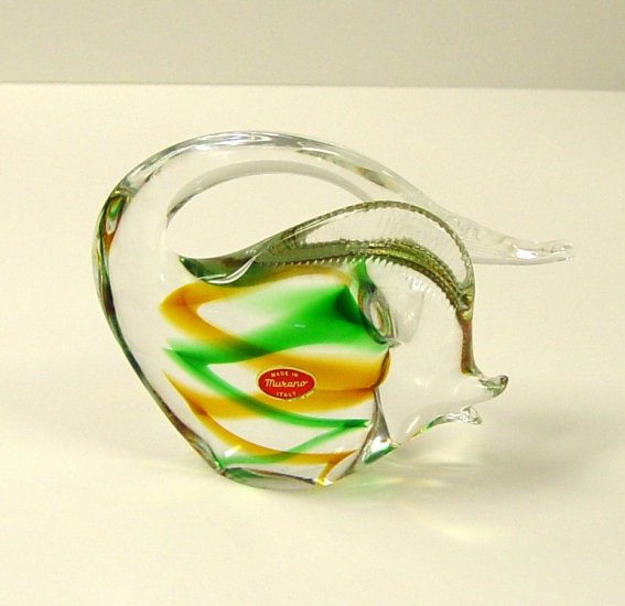 Italian Murano Yellow & Green Fishtail