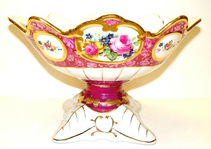 Limoge Reproduction Red Bowl w/base