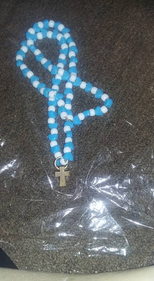 blue beaded cross necklace
