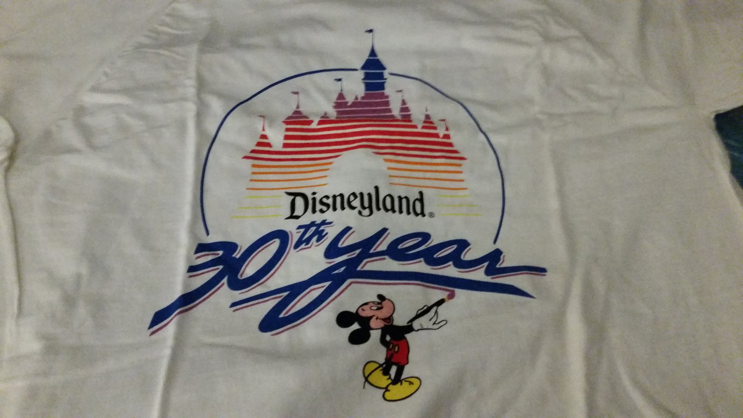 30th Anniversary White Disneyland Short Sleeved T Shirt XL New White
