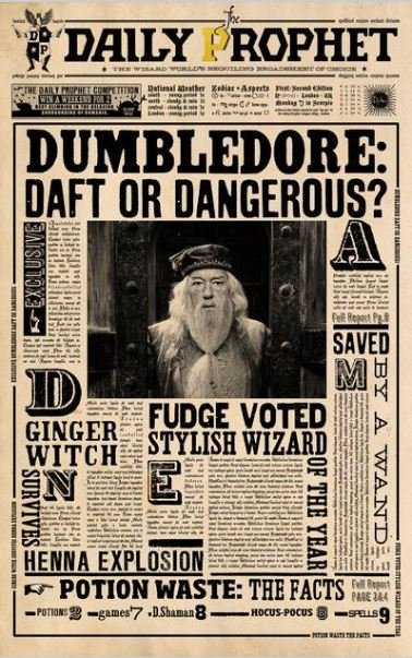 Prof. Dumbledore Daily Prophet Vintage Poster