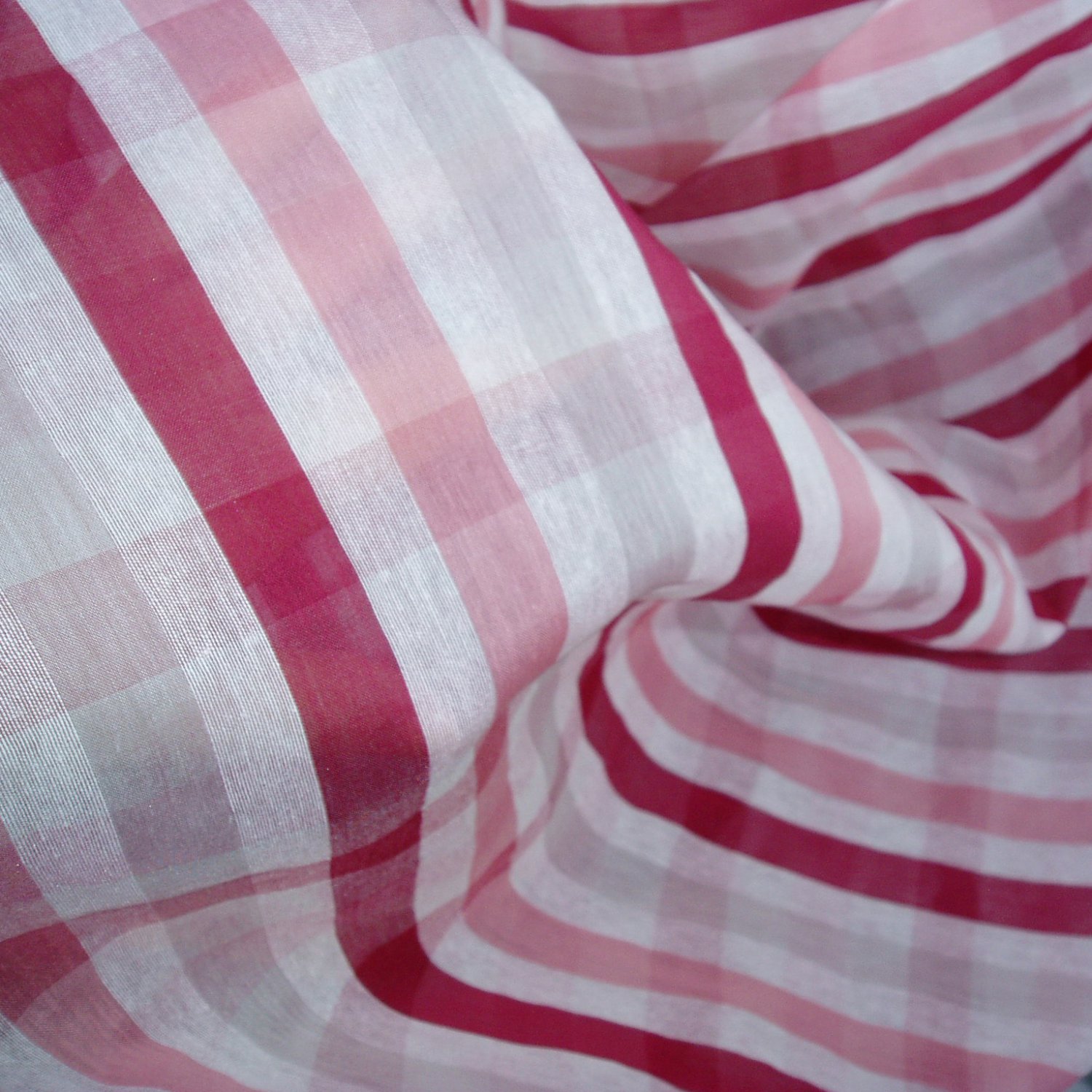 Silk cotton organza organdy fabric pink stripe sheer summer wear curtain fabric