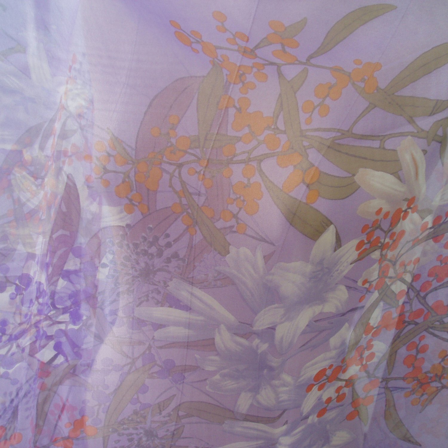 ON SALE Pure Silk Chiffon Fabric Printed Floral Violet 55" width sale by meter