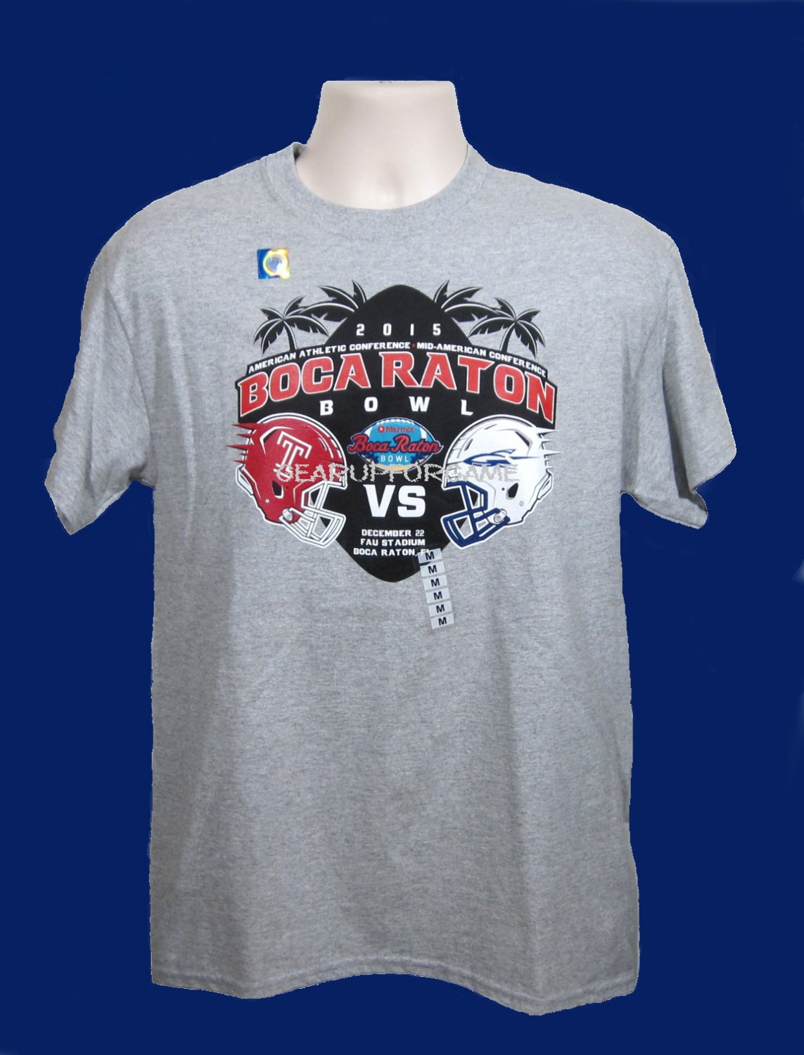 2015 Boca Raton Bowl Souvenir Tee - S/S Adult Medium - Gray
