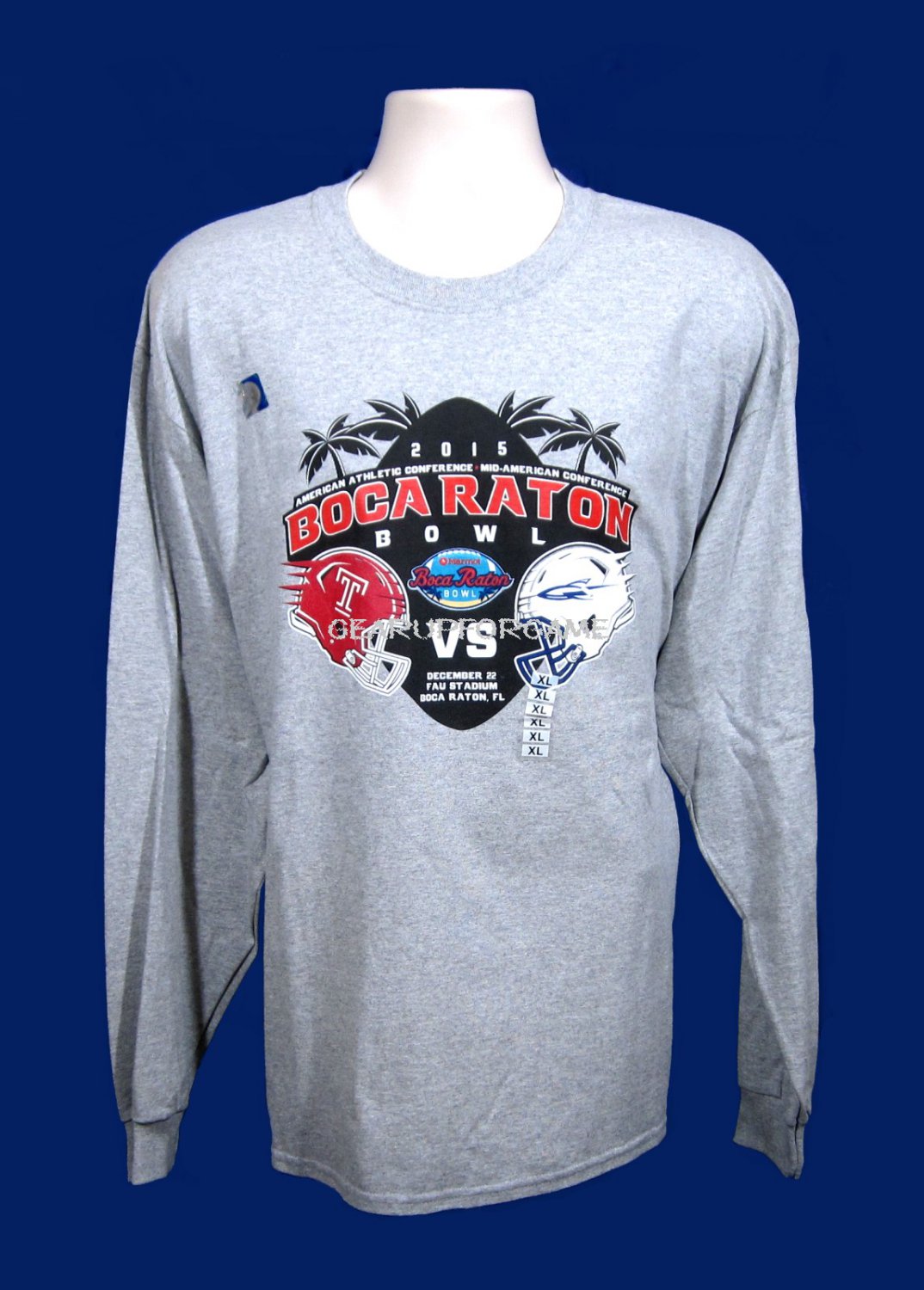 2015 Boca Raton Bowl Souvenir Tee - L/S Gray - Adult XL