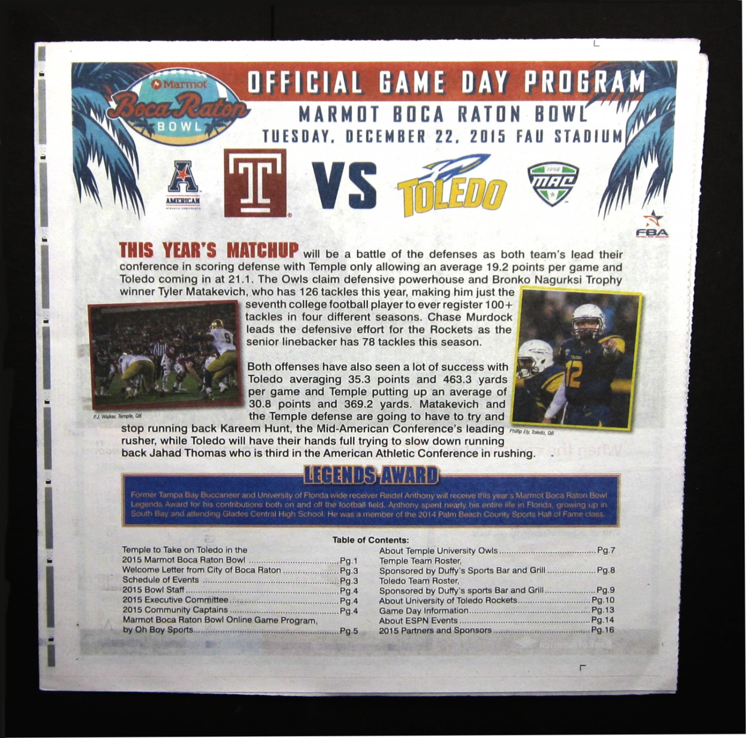 2015 Boca Raton Bowl Official Program