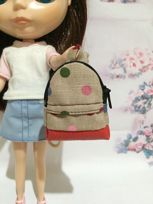 Brown With Multi Color Polka Dot School Bag for 12" Doll /Blythe/Barbie Doll
