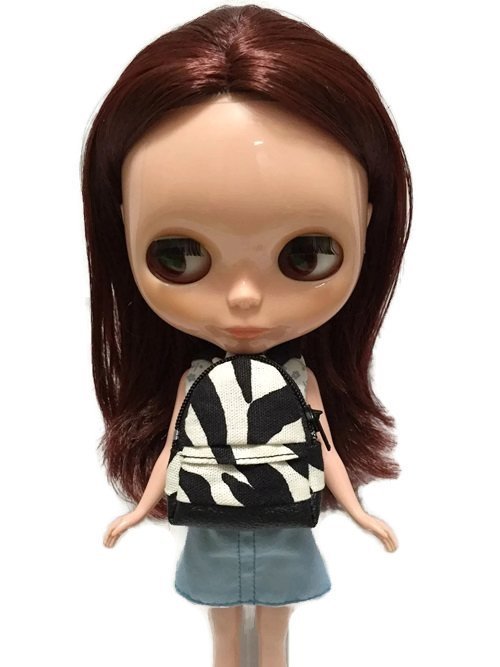 Dollhouse Miniatures Backpack Bag Striped Zebra For 12" Doll