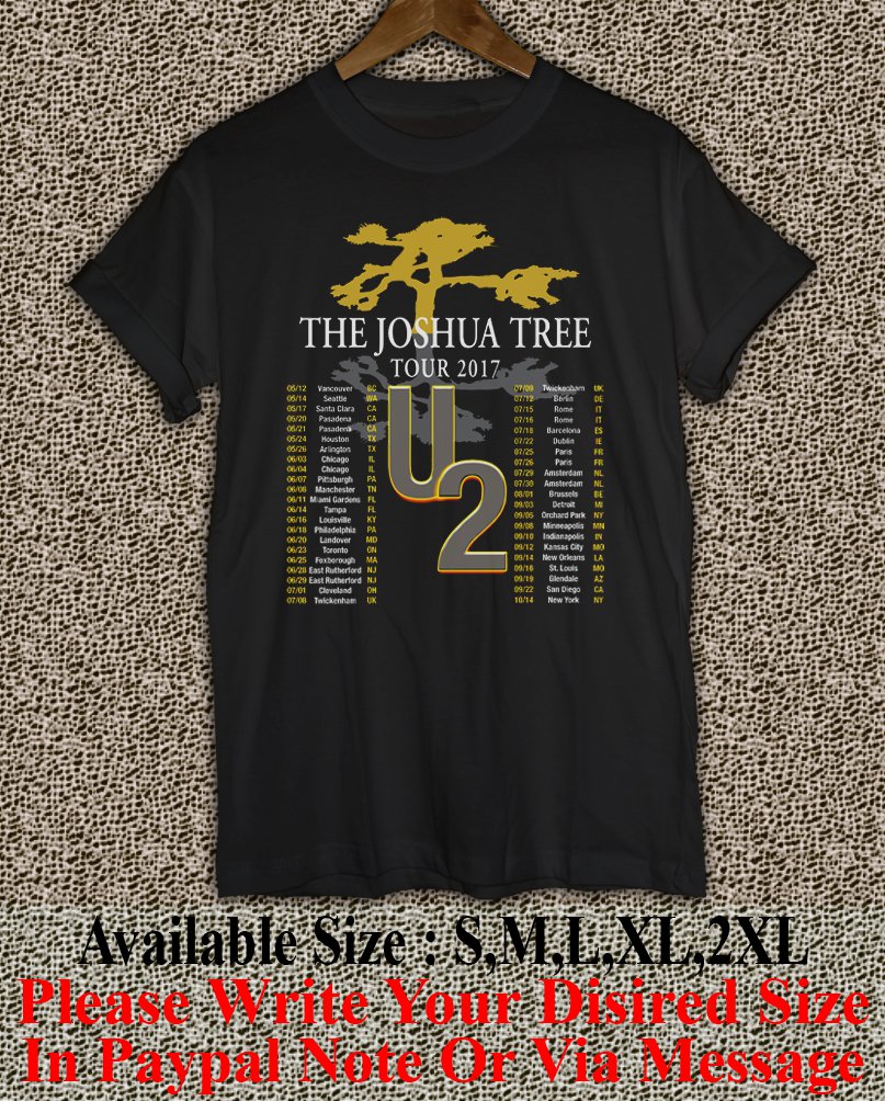 U2 The Joshua Tree Tour 2017 Black T-Shirt Men Music Concert Tee Size S to 2X TJT03