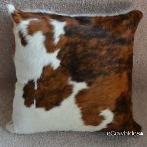 Tricolor Cowhide Throw Pillow