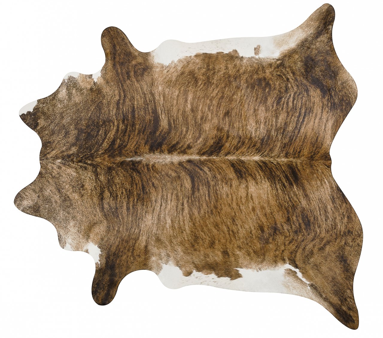 Brindle White Belly Brazilian Cowhide Rug Cow Hide Area Rugs - Size Large