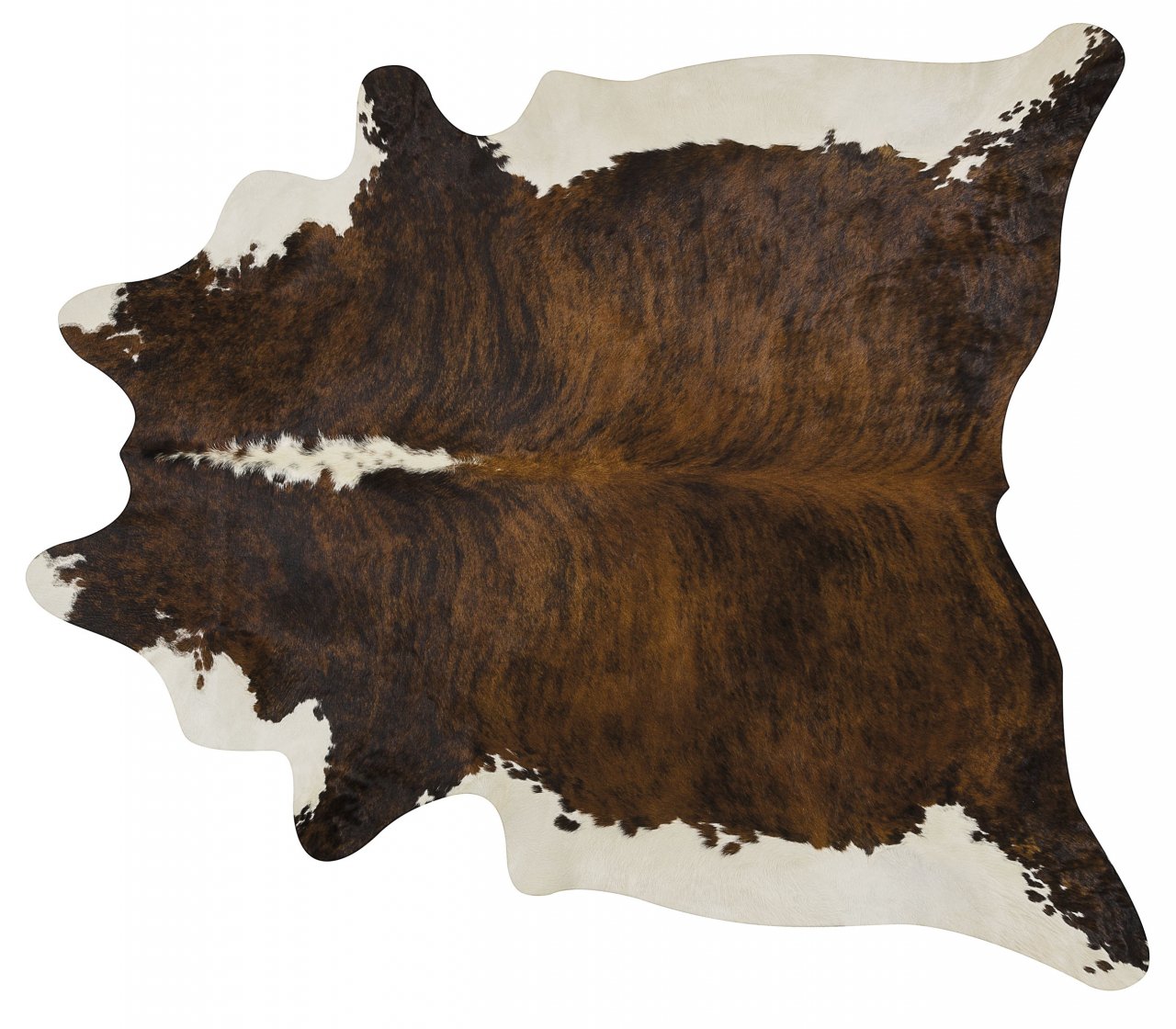 Brindle White Belly and Backbone Brazilian Cowhide Cow Hide Area Rugs - Size XL