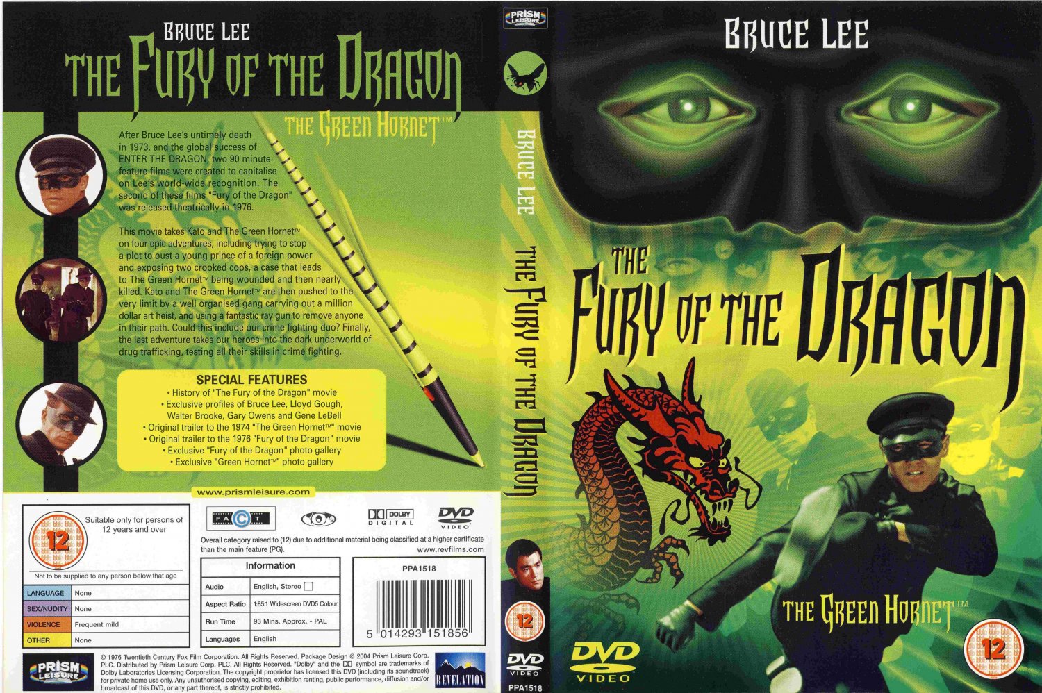 The Green Hornet : Fury Of The Dragon (1974) - Bruce Lee DVD