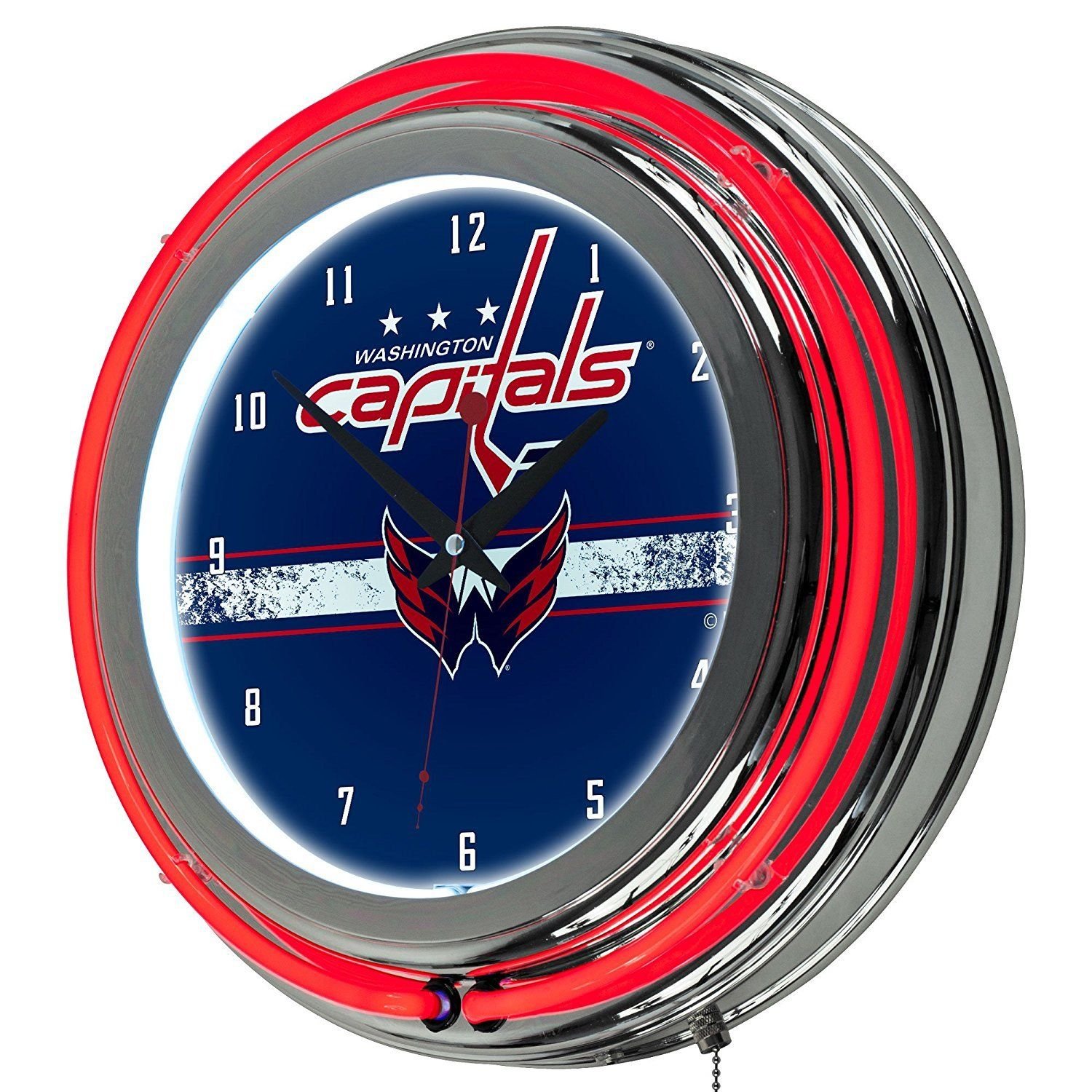 NHL-Washington Capitals-Chrome-Double-Rung-Neon-Clock
