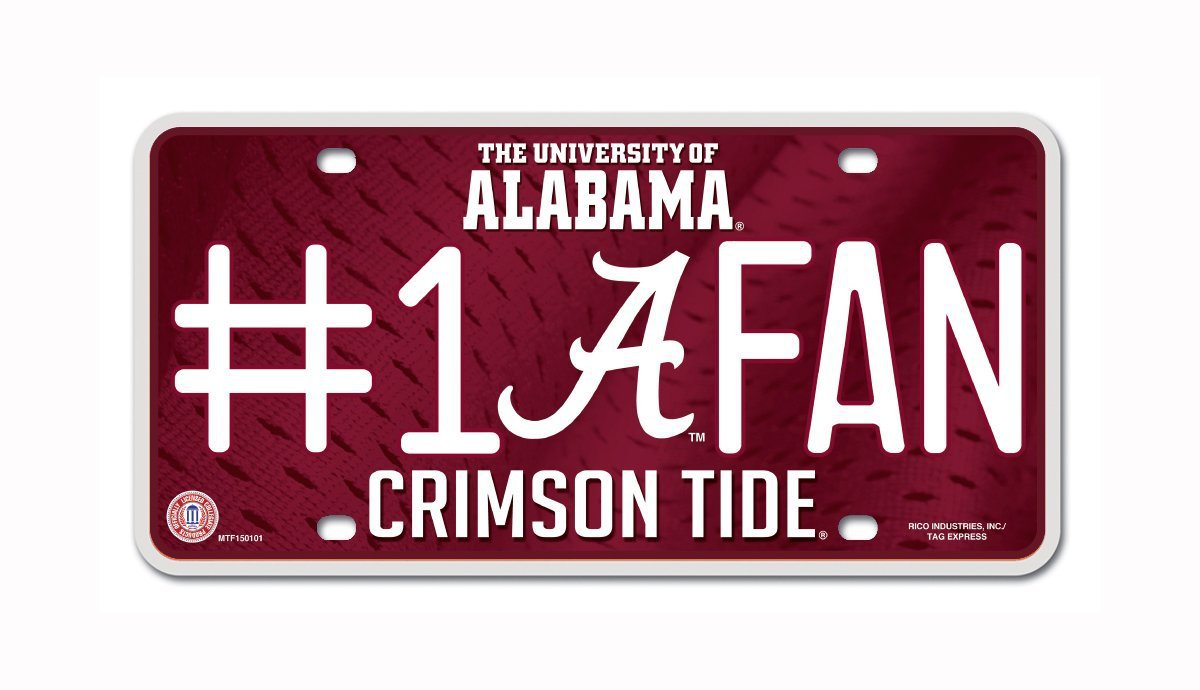 Alabama Crimson Tide NCAA Number One Fan License Plate