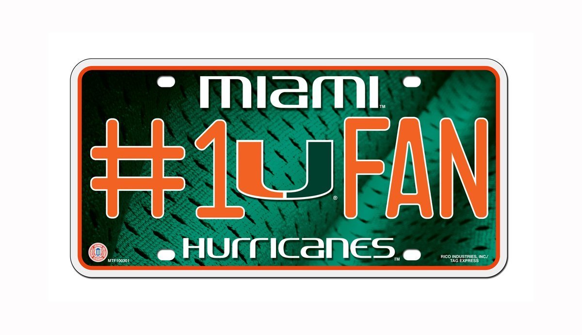 Miami Hurricanes NCAA Number One Fan License Plate
