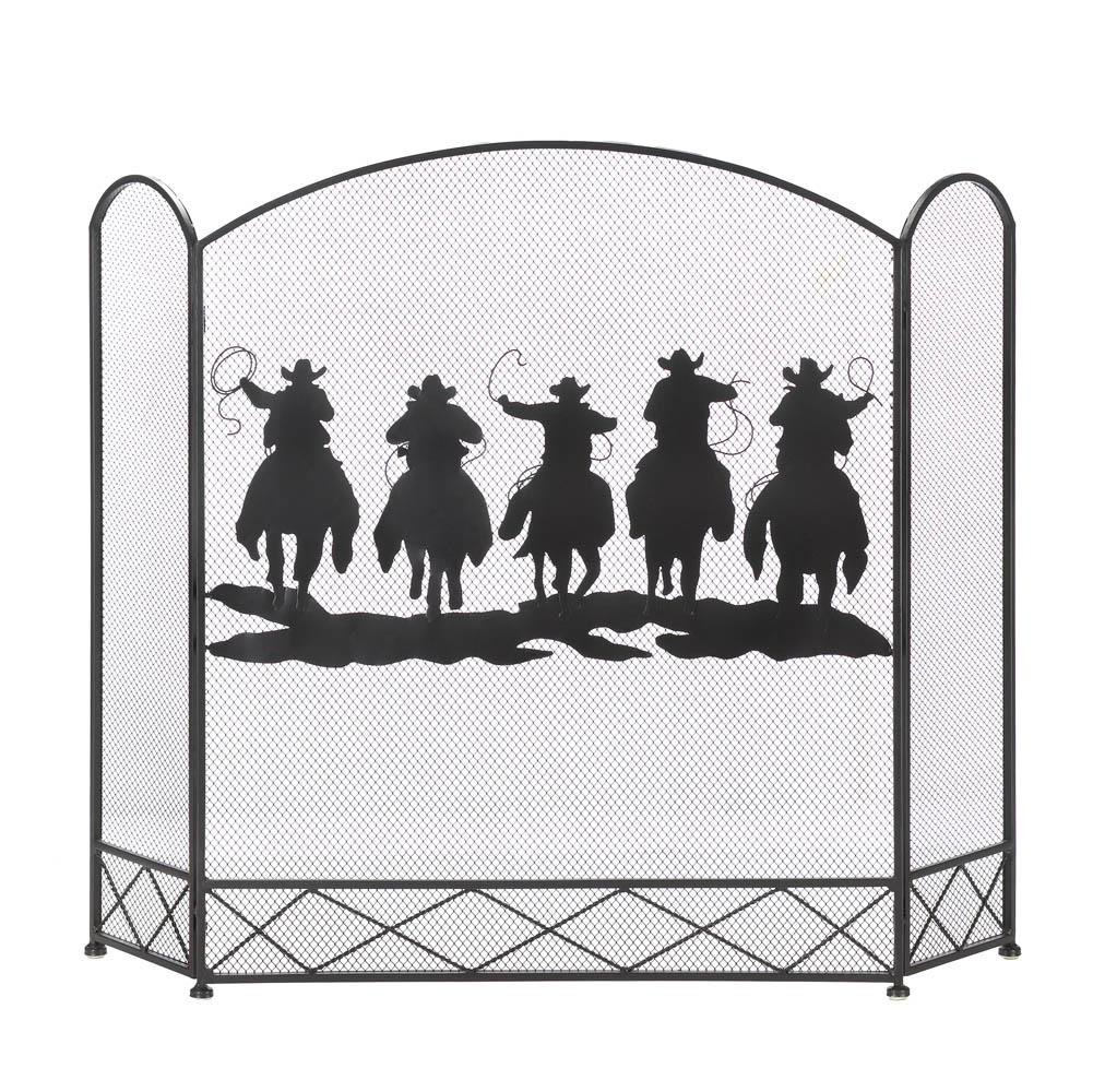 COWBOY ROUND-UP FIREPLACE SCREEN