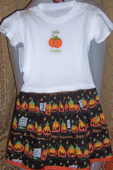 Little Pumpkin handmade Halloween T Shirt Dress Sz