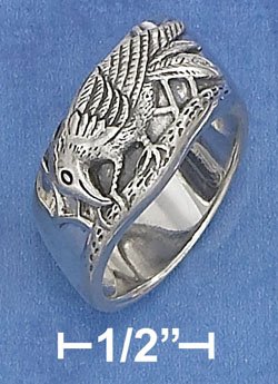 Sterling Silver Raven Diagonal Band Ring Sz 7 8 12 13 14