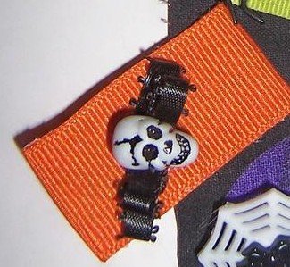 Custom Orange and Black Skull mini bow hair clip