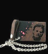 Mens Texas Chainsaw Massacre Leatherface Trifold wallet with chain New Line Cinema House of Horror